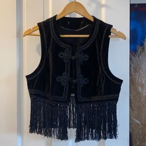 Black Fringed Festival Vest